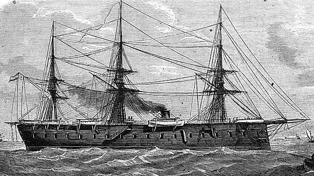 Ilustración de la fragata Arapiles en la que se embarcó Velázquez Bosco