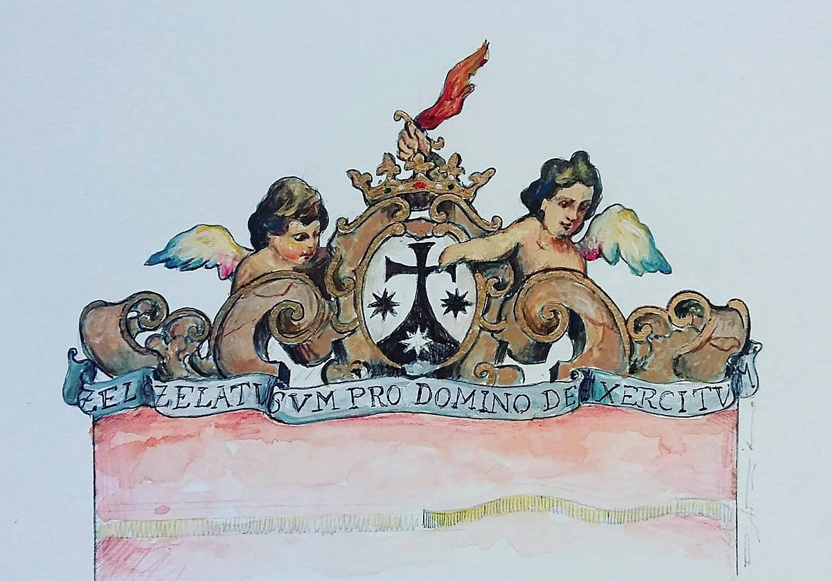 Boceto del nuevo dosel de cultos que se estrenará durante la novena a la Virgen del Carmen de San Cayetano