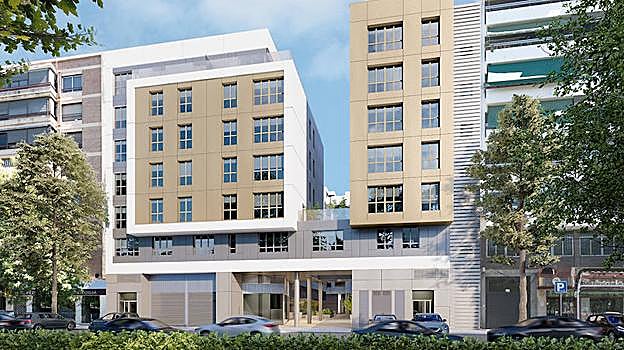 Imagen de la fachada de de la promoción Gran Capitán Homes de Neinor