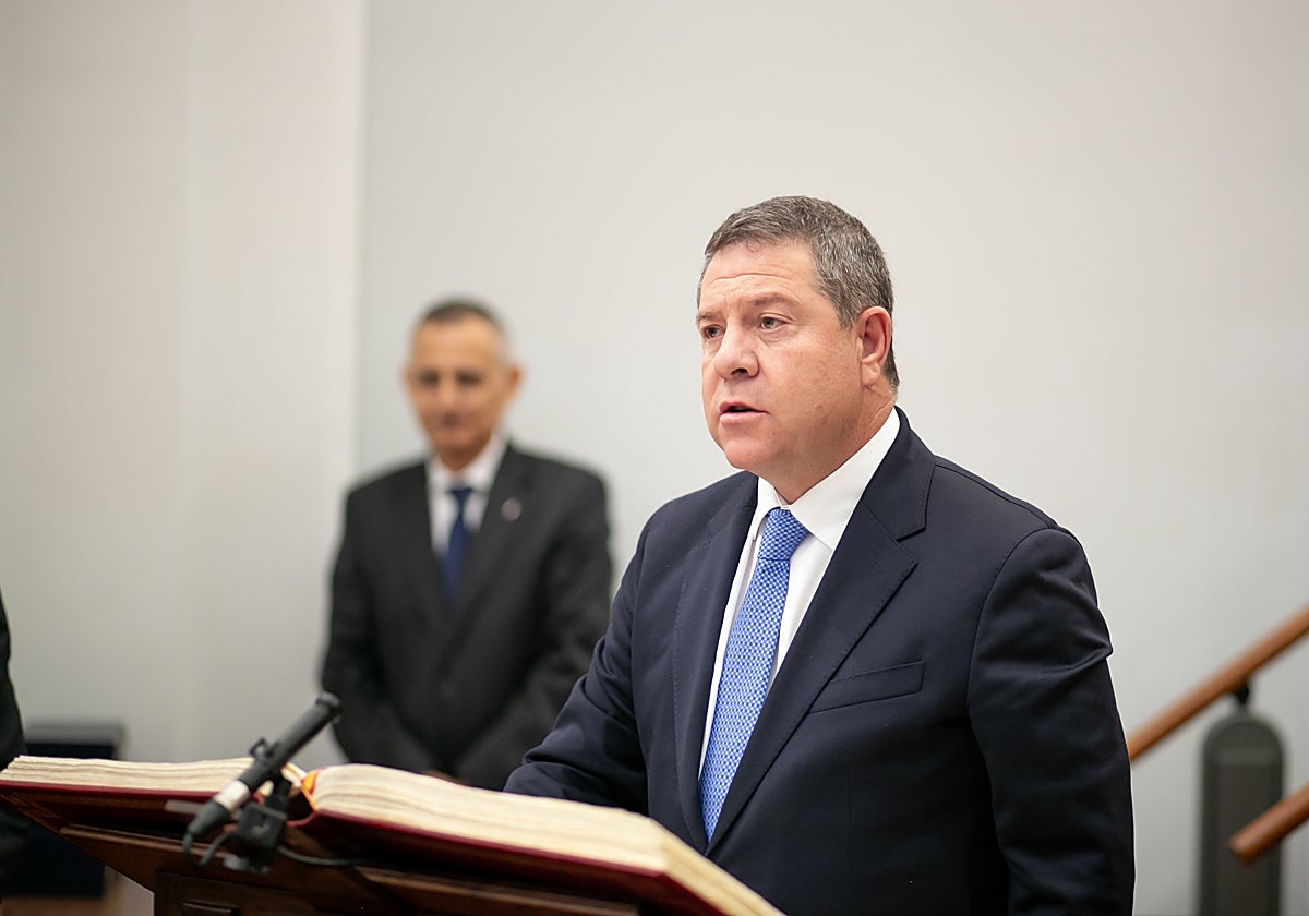 El presidente García-Page, este jueves en las Cortes de Castilla-La Mancha