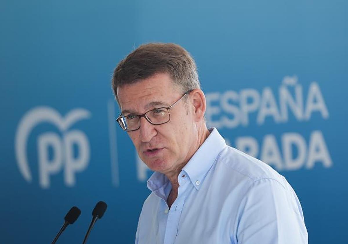 El presidente del Partido Popular, Alberto Núñez Feijóo, en un acto este miércoles