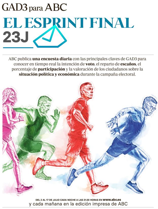 ABC ofrecerá a sus lectores un tracking diario de GAD3 sobre las elecciones del 23J