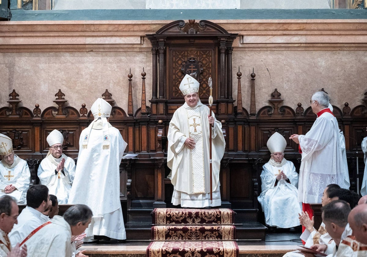 Imagen de la toma de posesión de monseñor Enrique Benavent como arzobispo de Valencia