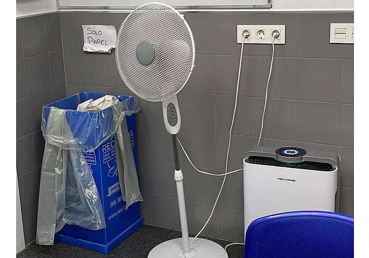 Imagen de un ventilador instalado en una de las salas del hospital Arnau de Vilanova