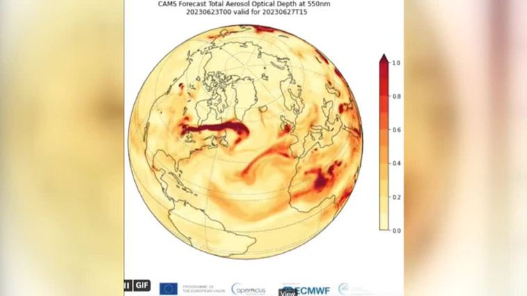 La nube de humo de los incendios de Canadá llega también a España