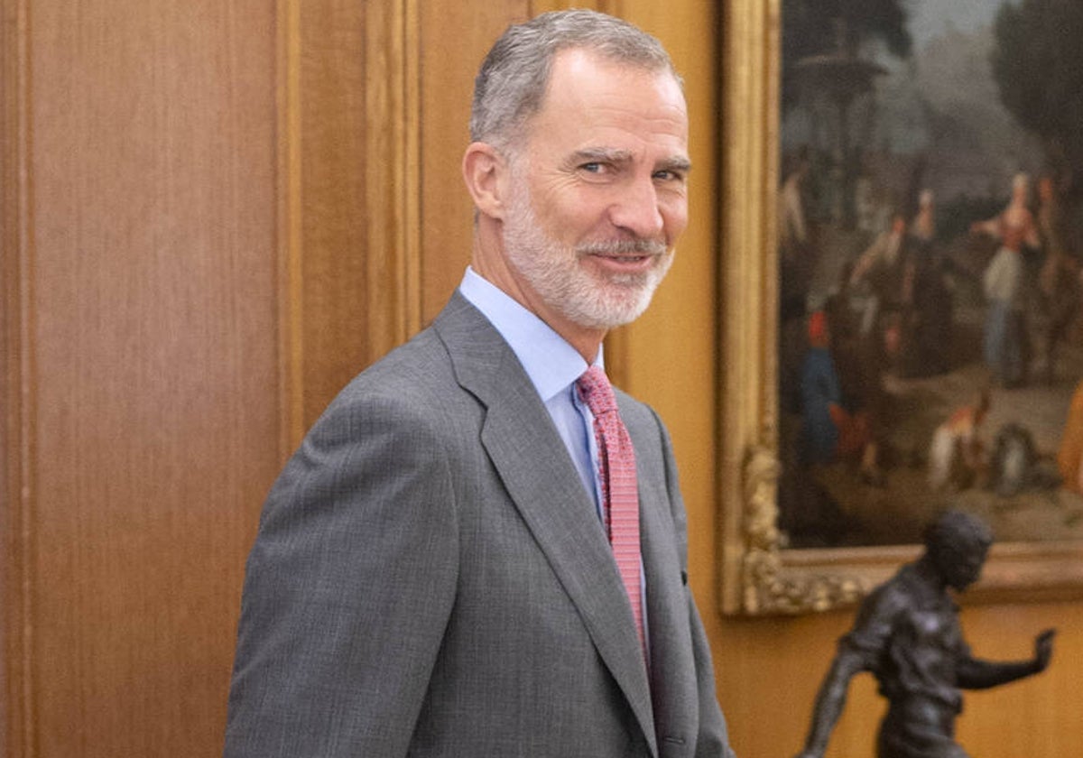 El Rey Felipe VI, este jueves a su llegada a una audiencia en el Palacio de la Zarzuela