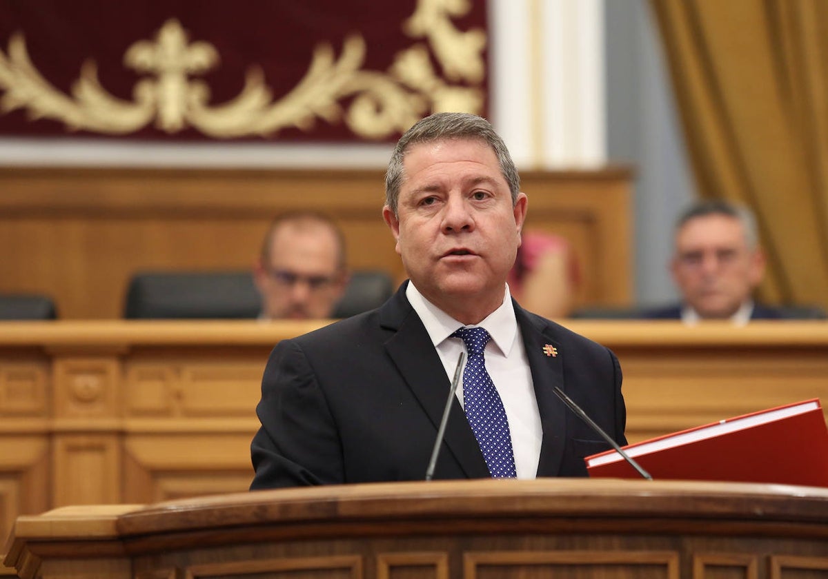 Emiliano García-Page, durante su intervención en el Debate de Investidura