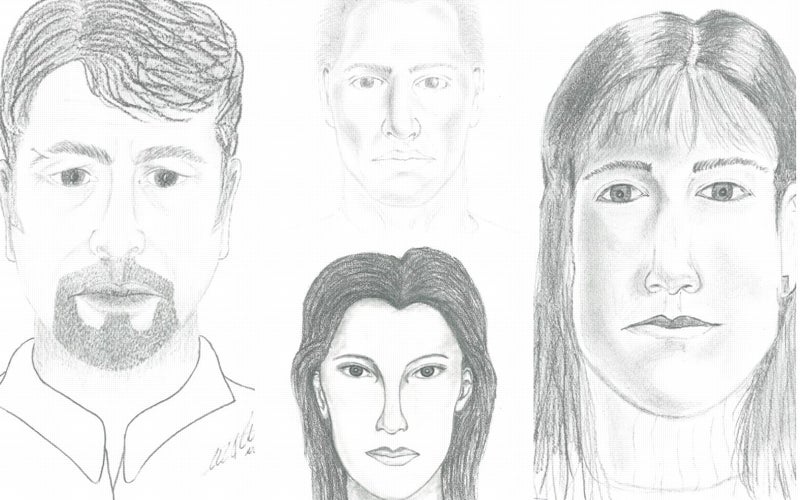 Cuatros de los retratos de Tugores, a mano alzada