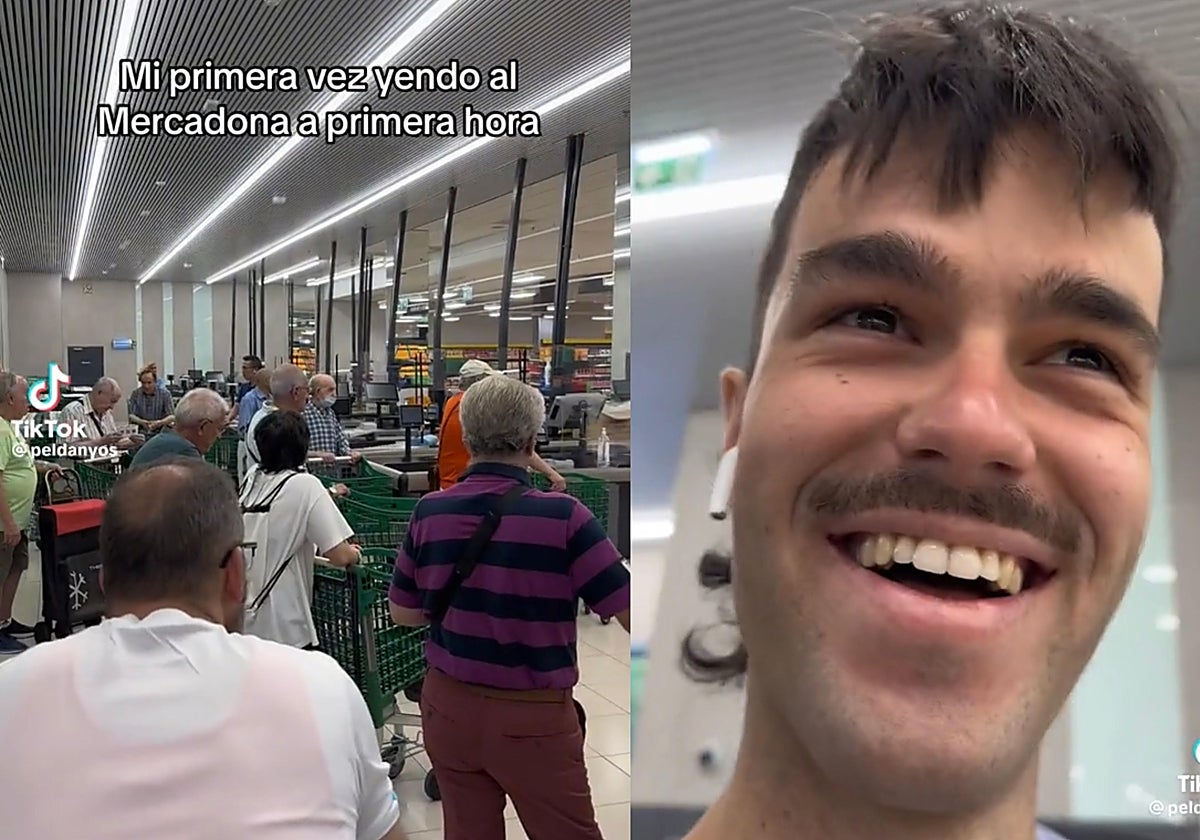 Imagen del tiktoker Pelndayos en un supermercado de Mercadona