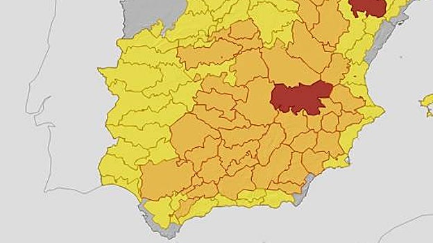Mapa de avisos para el martes