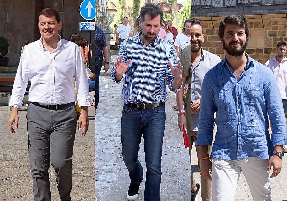 Fotomontaje de los tres políticos en plena campaña electoral