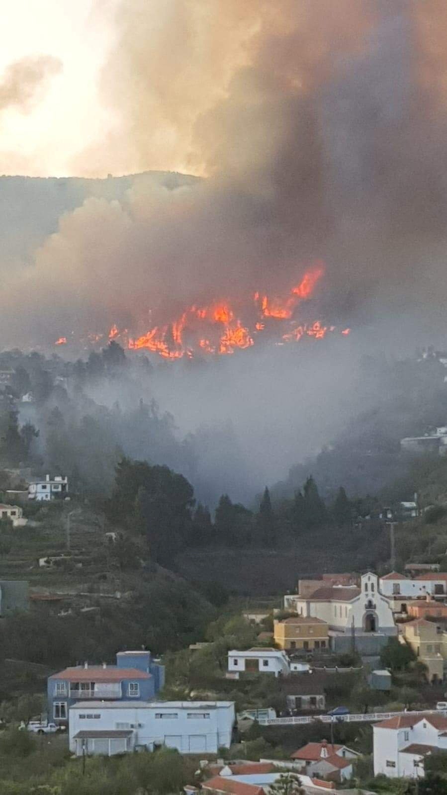 Vista del incendio declarado la pasada madrugada en Puntagorda, La Palma