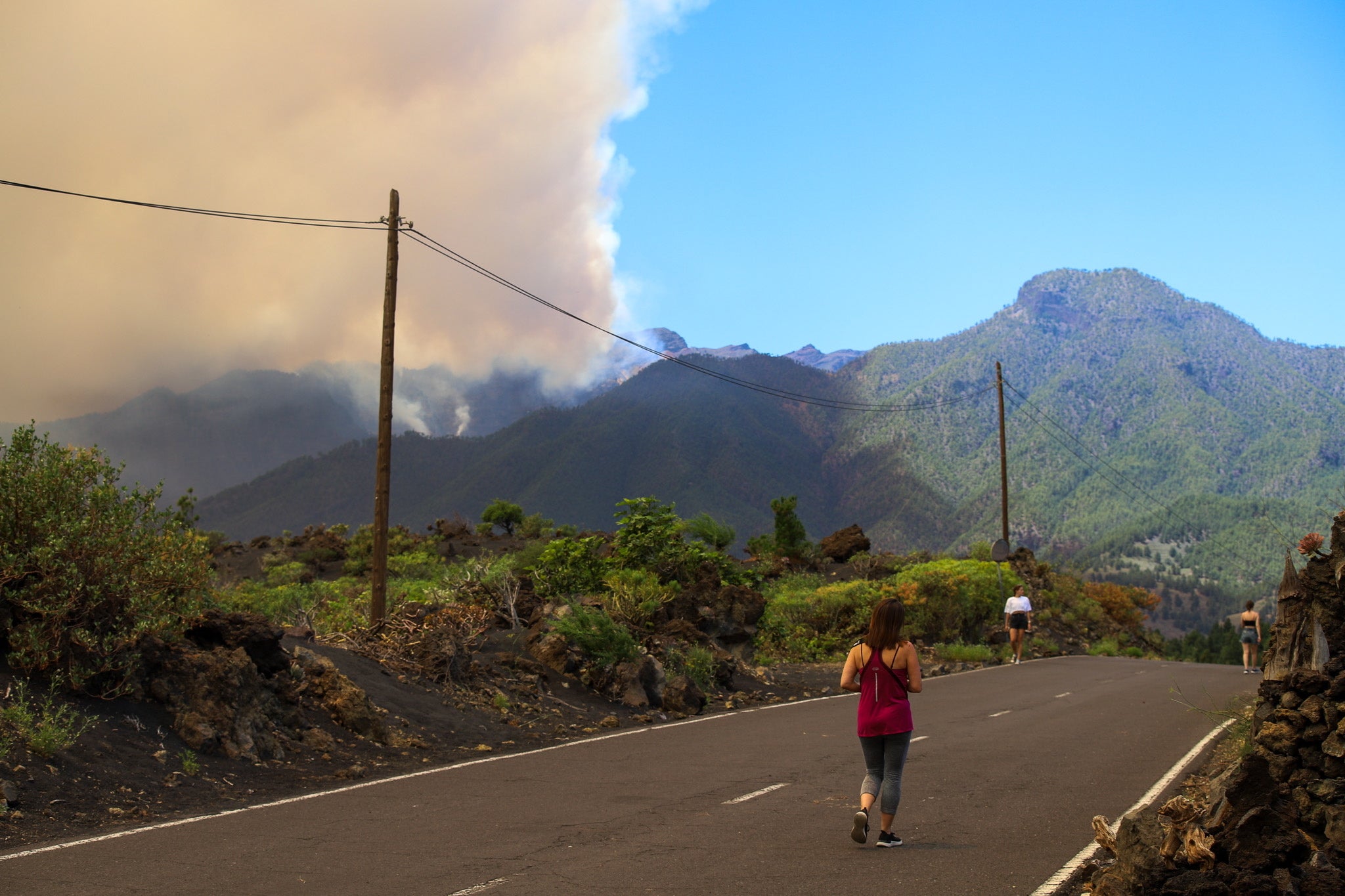 Vista del incendio de Puntagorda desde el municipio de  Los Llanos de Aridane