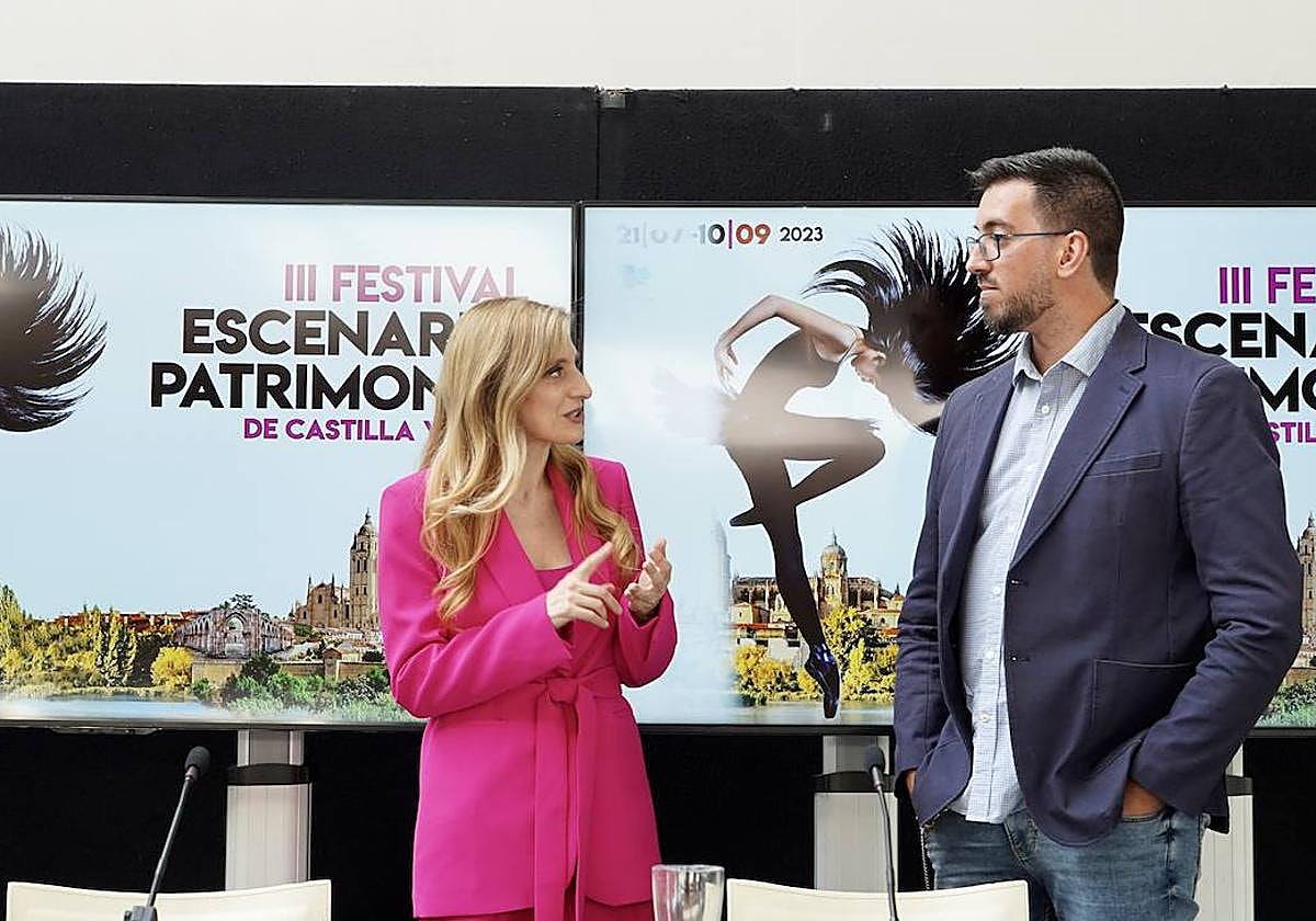 La viceconsejera de Acción Cultural, Mar Sancho, presenta el III Festival 'Escenario Patrimonio Castilla y León' junto al coordinador del festival, Miguel Blanco