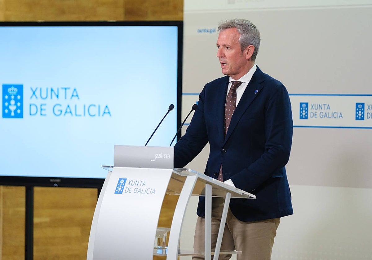 El presidente de la Xunta, Alfonso Rueda, este jueves en rueda de prensa