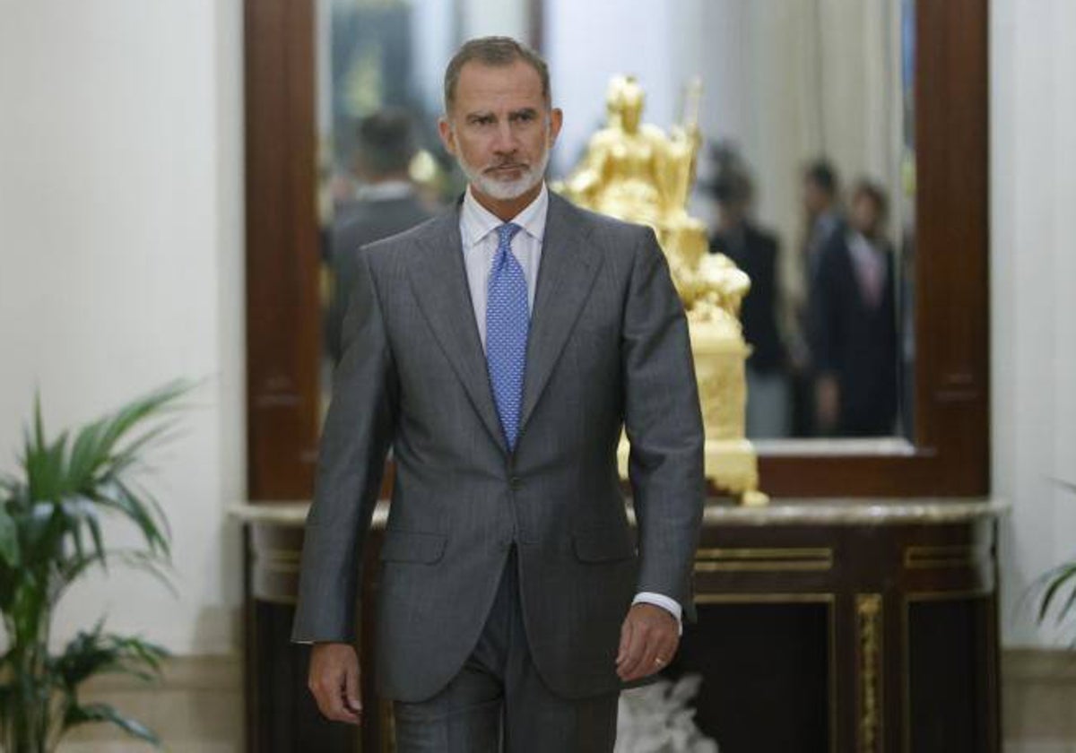 Felipe VI, ayer, en el Palacio de la Zarzuela, antes de viajar a Nueva York