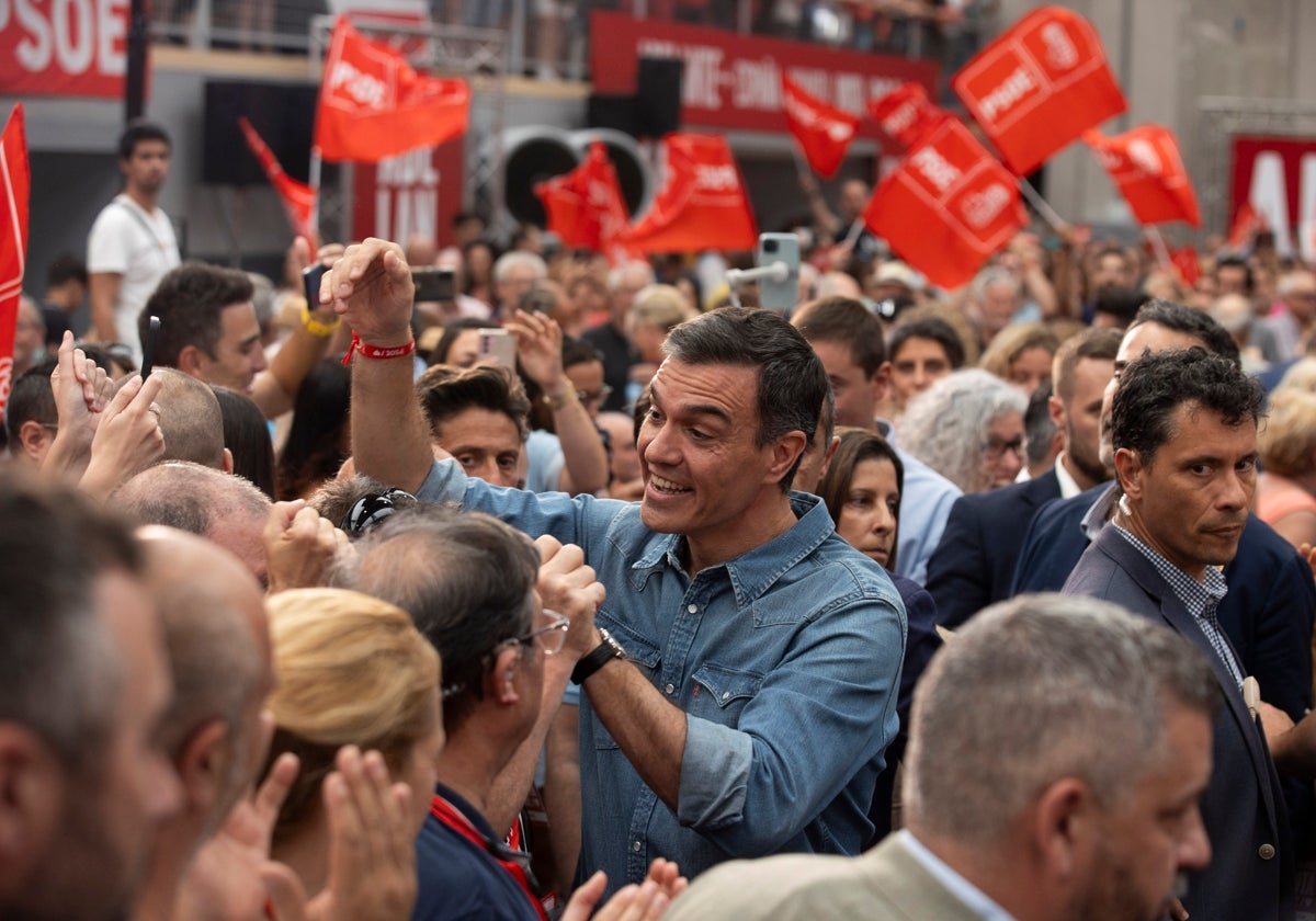 Pedro Sánchez, en el mitin de cierre de campaña del PSOE este viernes en Getafe