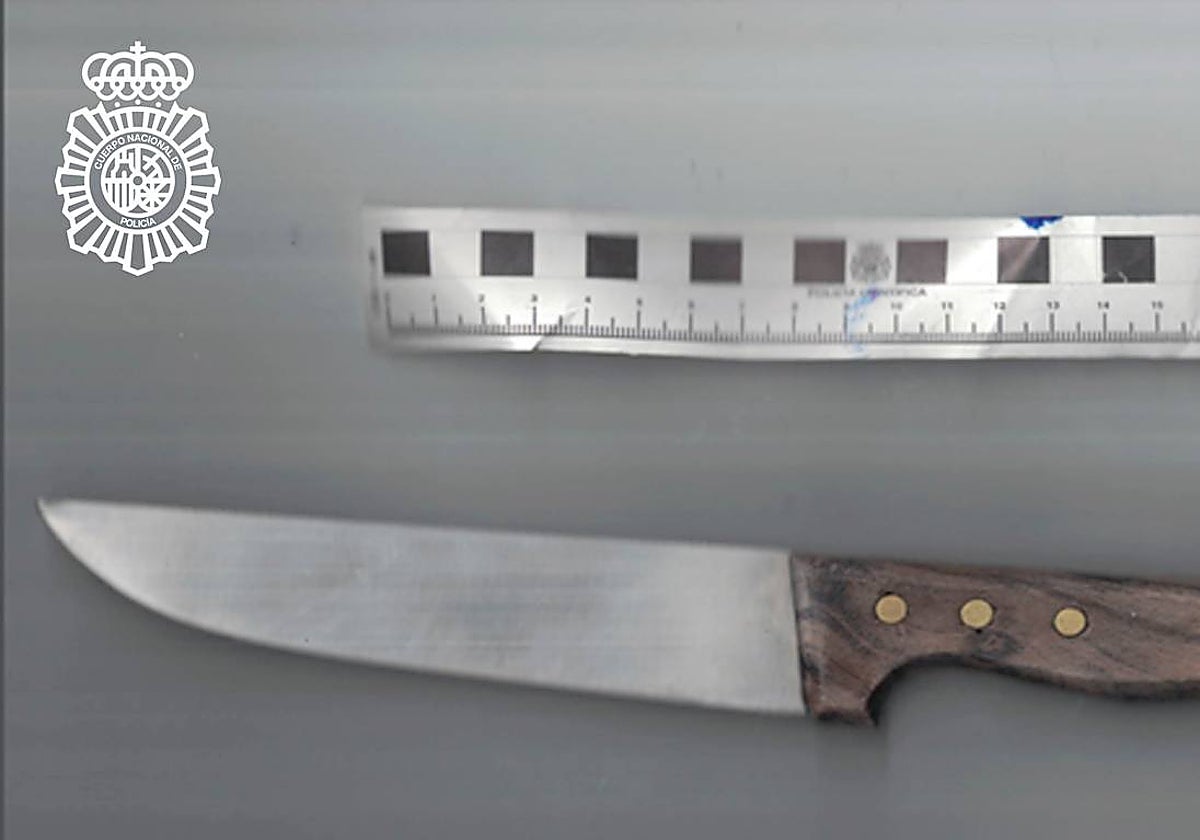 Cuchillo requisado al hombre detenido en Aranda de Duero (Burgos)