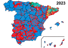 Mapa de los resultados de las elecciones generales del 23J por municipios