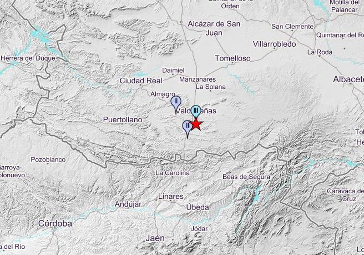 El epicentro del temblor se ha situado a seis kilómetros de Valdepeñas y a menos de un kilómetros de profundidad