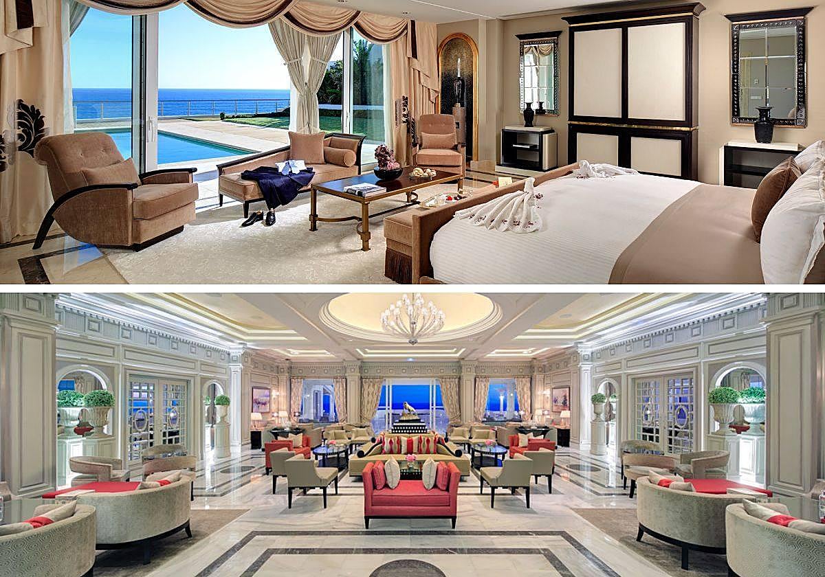 En la imagen superior una de la Royal Suite y en la inferior, un salón.