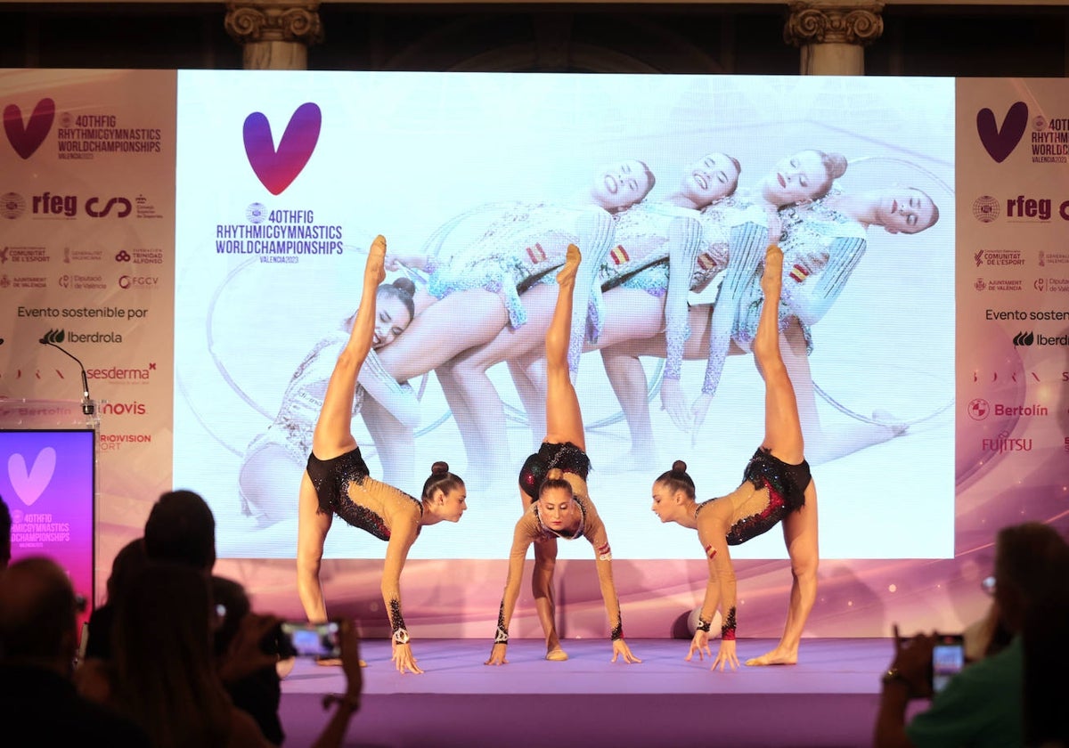 Imagen de la presentación del Mundial de gimnasia rítmica de Valencia