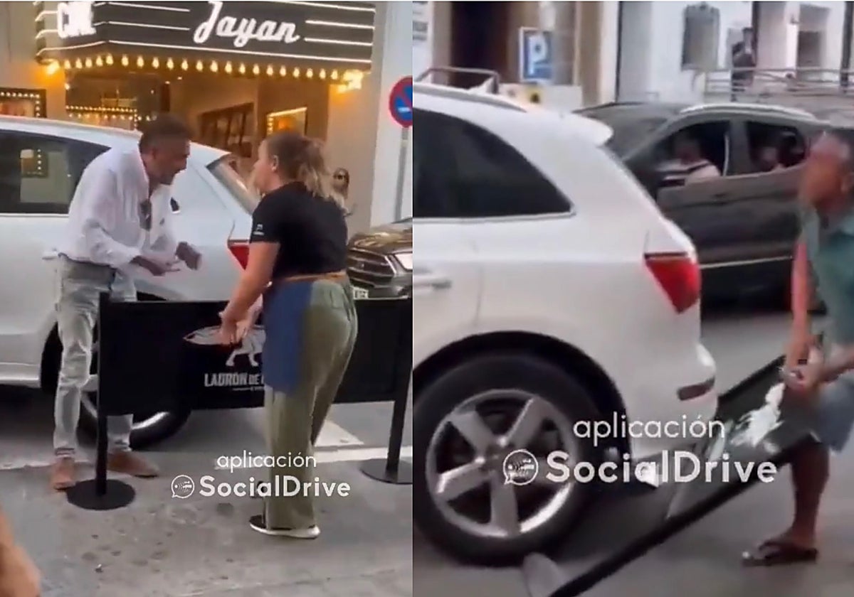 Imágenes de la pelea entre un conductor y un bar por un aparcamiento en Jávea (Alicante)