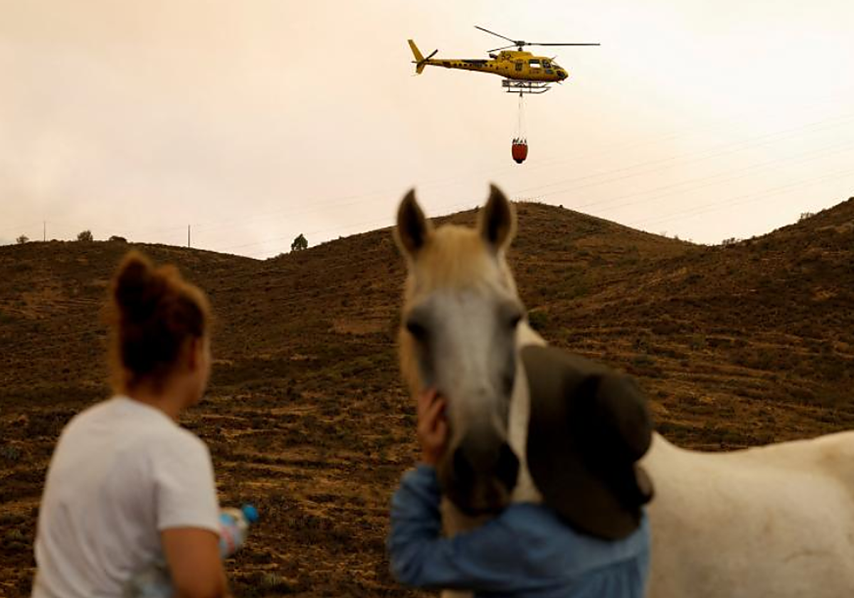 Elianna, Domitila y su caballo Latina, observan el fuego desde El Rosario
