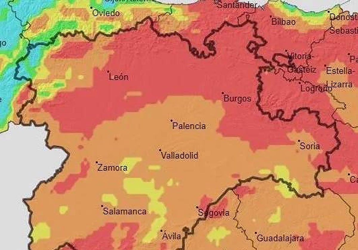 Riesgo extremo de incendios forestales al norte y sur de Castilla y León