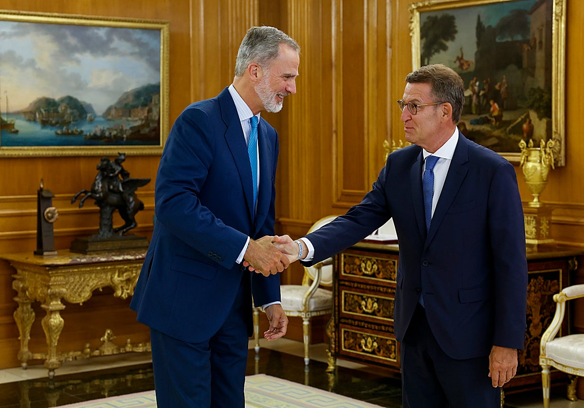 El Rey y Alberto Núñez Feijoo, este martes en La Zarzuela