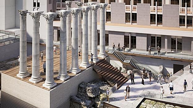 Infografía del aspecto que presentará el Templo romano tras la reforma