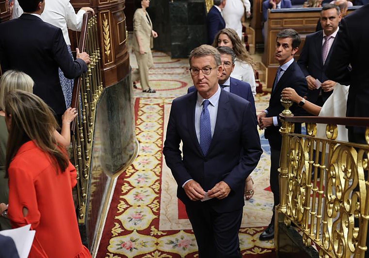 Alberto Núñez Feijóo, la pasada semana, en la votación de la Mesa del Congreso