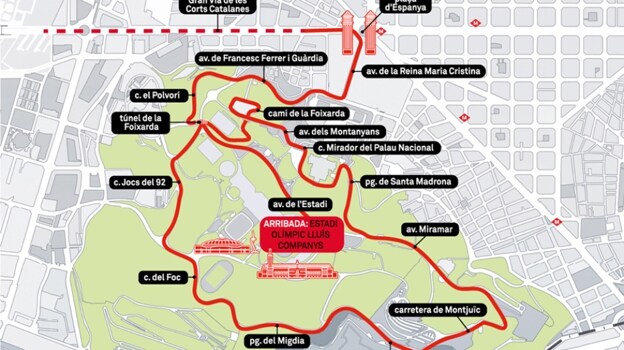 Recorrido de la segunda etapa de La Vuelta este domingo en Barcelona