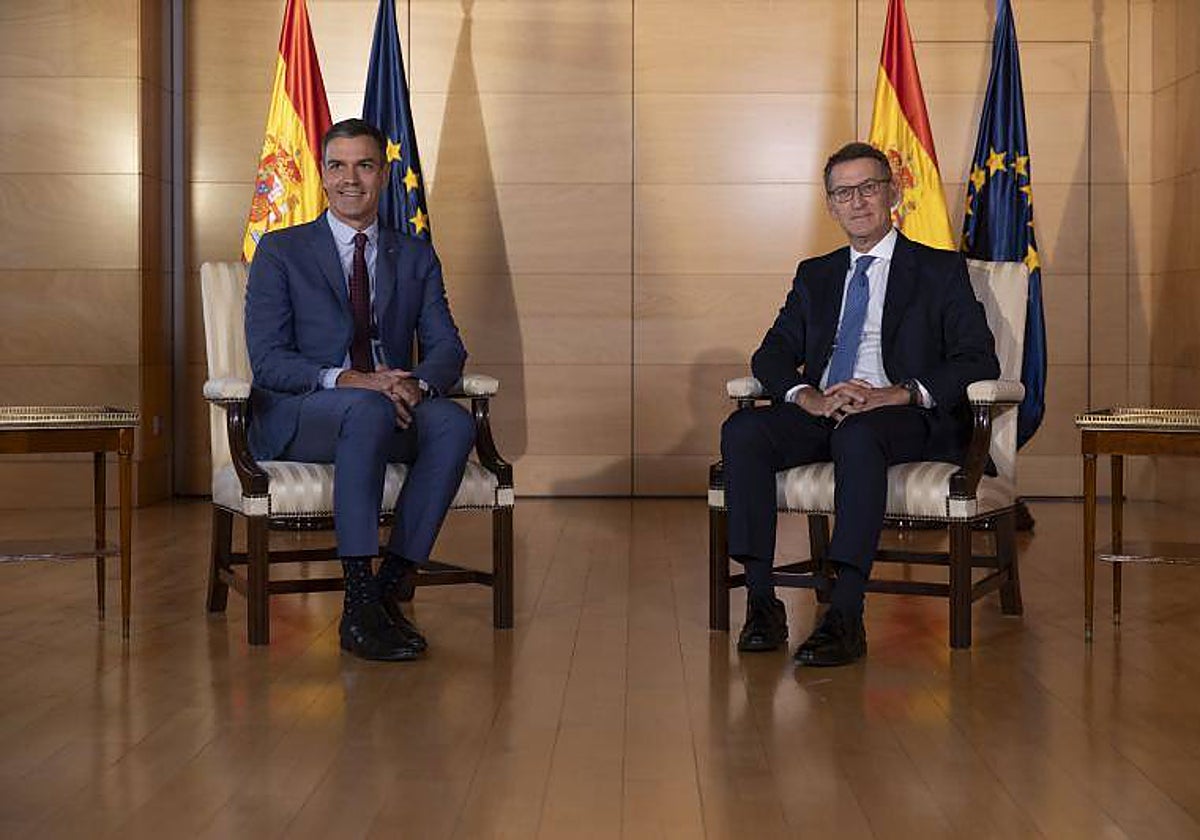 Pedro Sánchez y Alberto Núñez Feijóo este miércoles en el Congreso de los Diputados