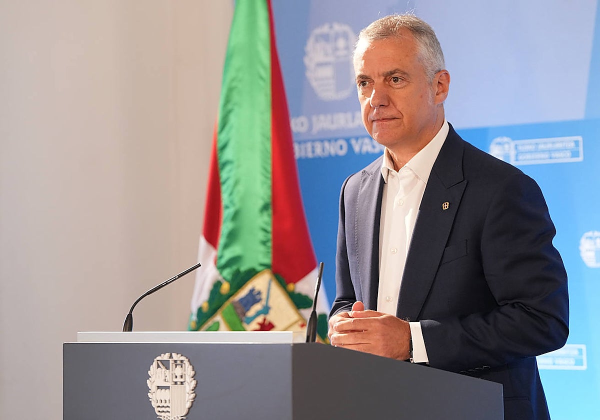 El lehendakari, Iñigo Urkullu, durante su comparecencia tras el primer Consejo de Gobierno del curso politico