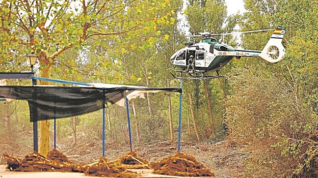 Un helicóptero de la Guardia Civil, en una de las zonas afectadas