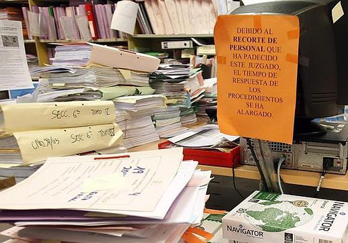 Imagen de un juzgado la pasada primavera, marcada por la huelga de los letrados judiciales