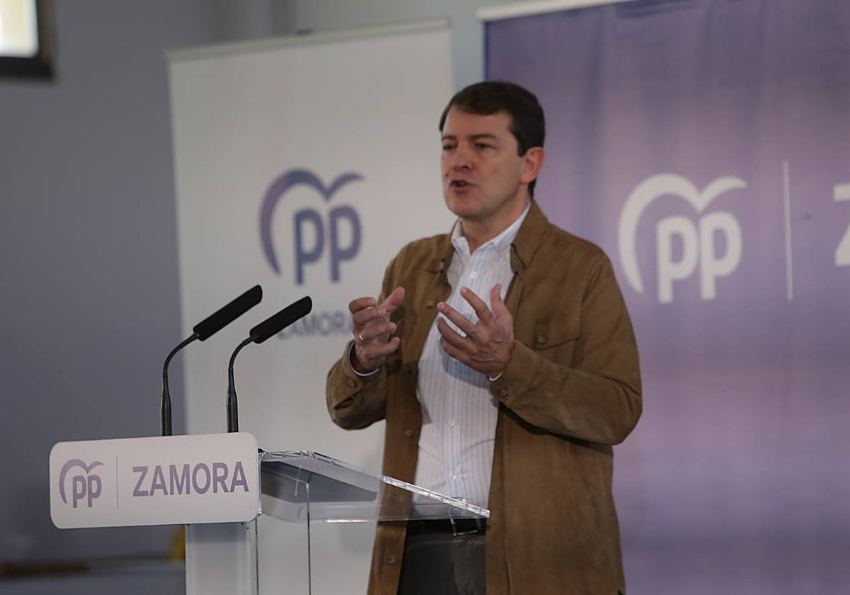 El presidente del PP de Castilla y León, Alfonso Fernández Mañueco, este domingo en el acto de apertura del curso político de su partido en Zamora