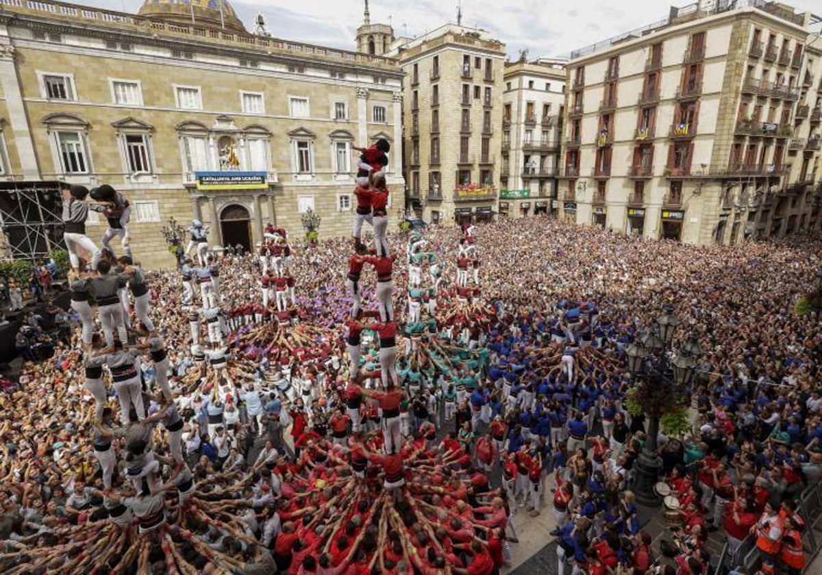 Un momento de la multitudinaria diada castellera de la Mercè del año pasado