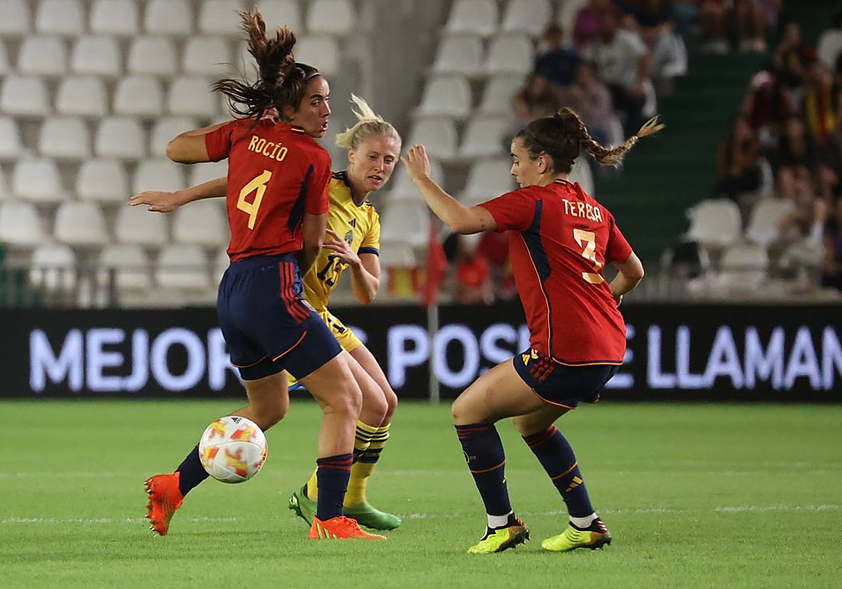 Rocío Gálvez durante un acción del partido en El Arcángel el año pasado