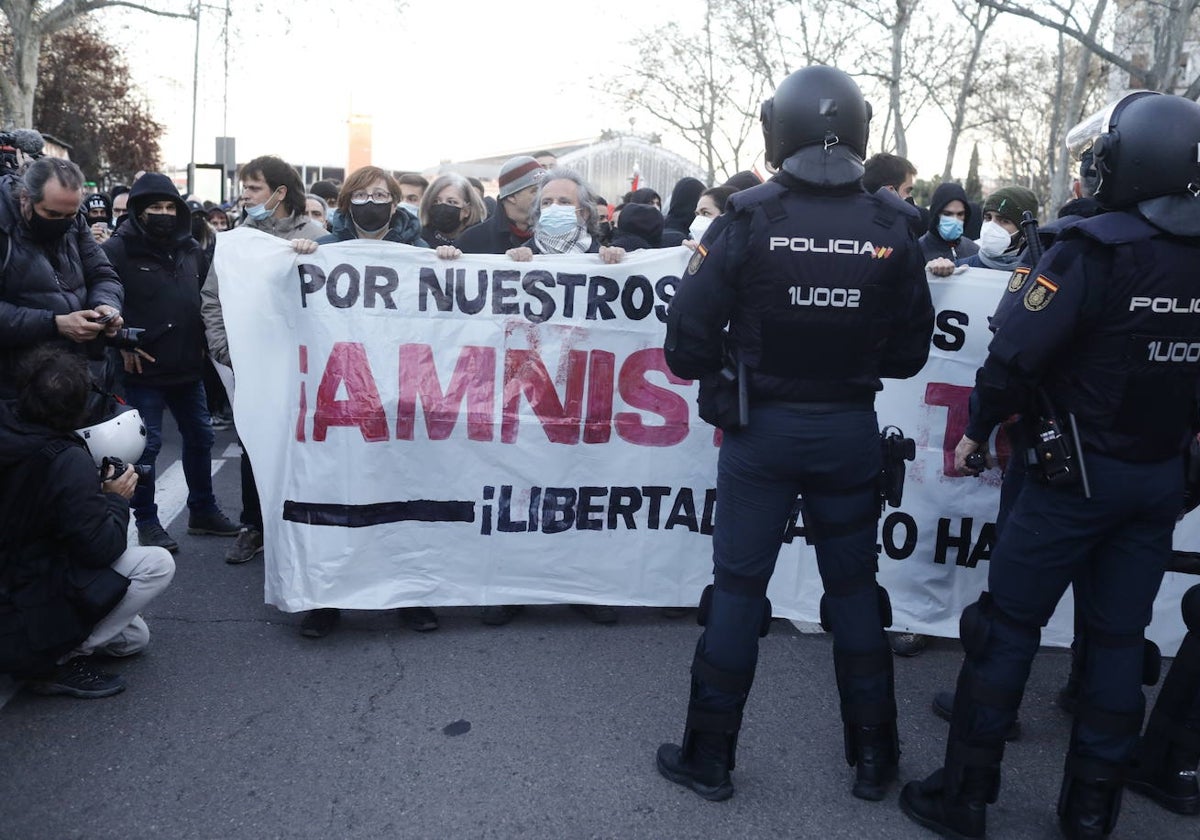 Manifestación de apoyo a Pablo Hasel, en marzo de 2021