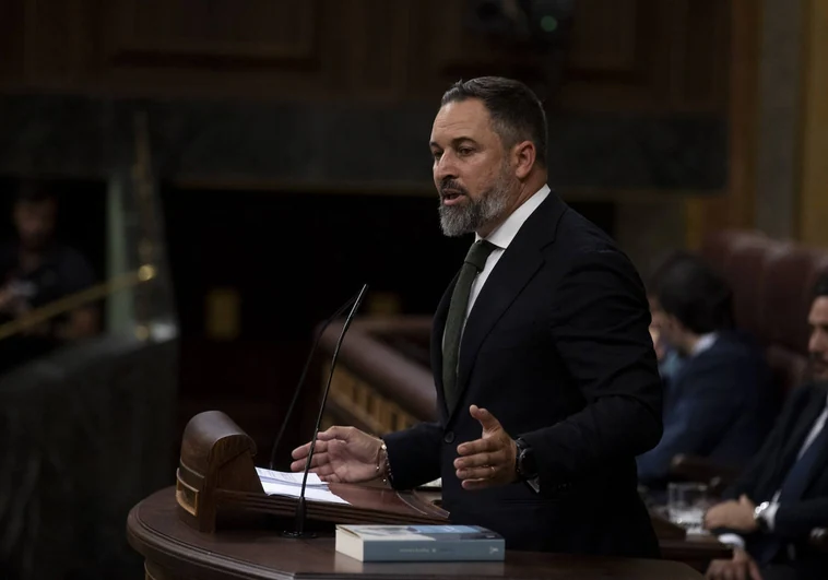 El presidente de Vox, Santiago Abascal, durante el debate de investidura del popular Alberto Núñez Feijóo