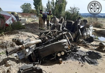 Fallece un camionero de 22 años al volcar y caer por un terraplén en Valladolid