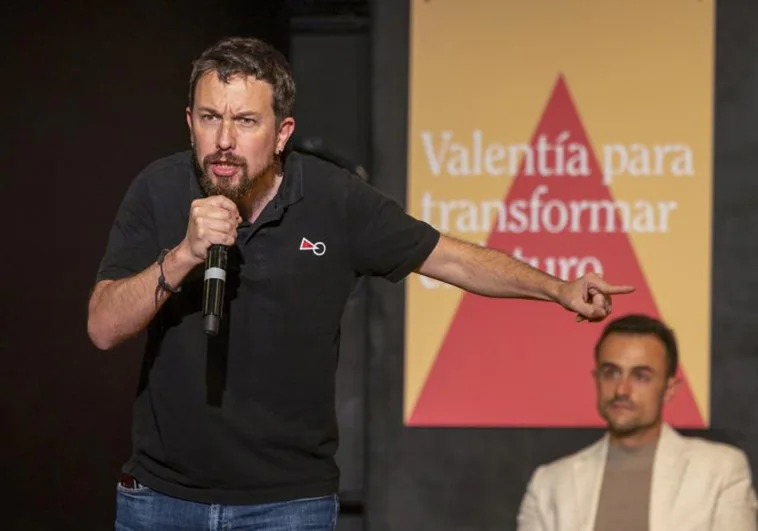 Pablo Iglesias, fundador de Podemos, durante un acto de campaña este verano