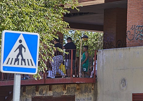 Imagen secundaria 1 - Basura en los alrededores de los edificios okupados; los moradores saliendo de uno de ellos; y animales muertos en el exterior