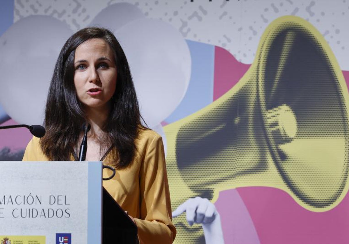 La ministra en funciones de Derechos Sociales, Ione Belarra, durante un acto este miércoles en Madrid. En vídeo, Belarra pide al PSOE que suspenda relaciones diplomáticas con Israel.
