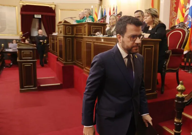 Pere Aragonès, en el momento de abandonar el Senado