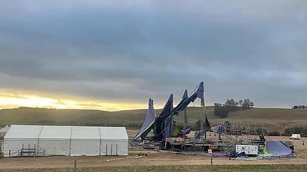 Imagen de las carpas de Elrow tras el temporal