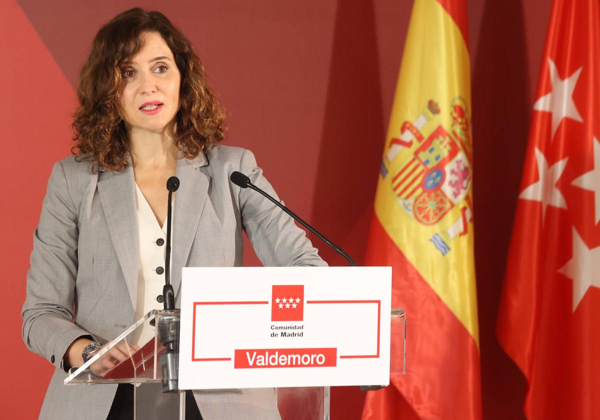 La presidenta de la Comunidad de Madrid, Isabel Díaz Ayuso, en un acto en Valdemoro.