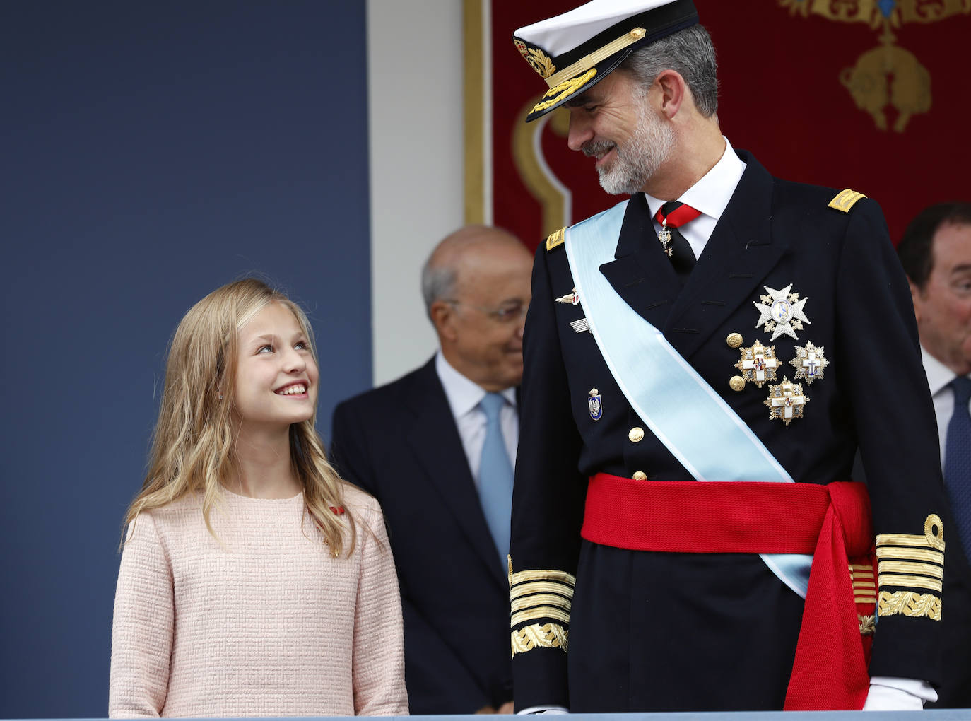 12 de octubre de 2019. La Princesa y el Rey durante la celebración del 12 de octubre